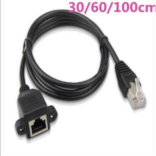 1MRJ45 Cable Male to Female Screw Panel Mount Ethernet LAN Network Extension Cable