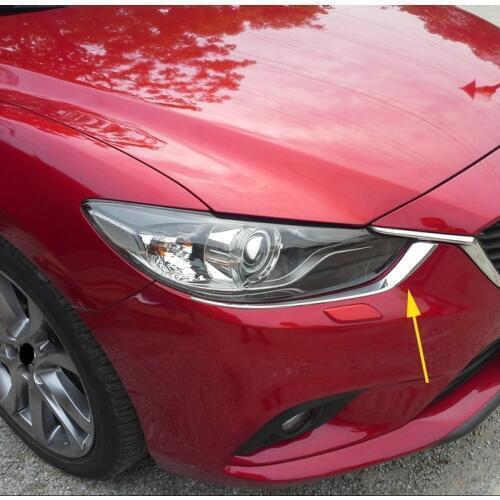 2pcs ABS Chrome Front Headlight eyebrows Lamp Cover For Mazda 6 ATENZA 2013 2014-2015