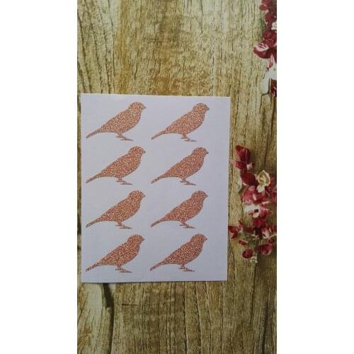 3.8x2.5cm Rose Gold Glitter Sticker Seal - Little bird