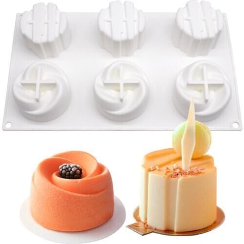 3D Flowers Cake Mould 6 Cavity Silicone Mold Baking Dessert Diamond Pastry Mousse Mouler Art Chocolate Molds Kitchen Accessories