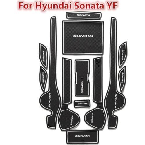 3D Rubber Mat For Hyundai Sonata YF i45 2011-2014 Door Slot Pad Cup Cushion Groove Mat Lnterior Anti Slip Mat Car Accessories