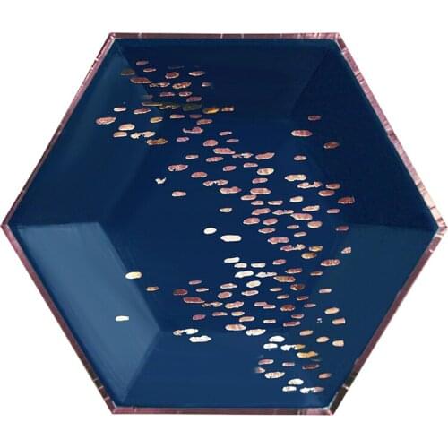 8 Inch Striped Gold Marble Texture Elegant Classic Style Colored Dots Grid Paper Plate Tableware COURT STYLE