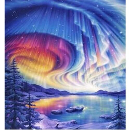 Diamond Painting 5D DIY Landscape Painting Aurora Beauty Picture Square/Round Diamond Cross Stitch Embroidery Decoration TX241
