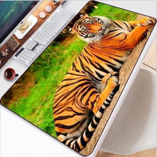 Animal Tiger Large Gaming Mouse Pad Locking Gaming Mouse Pad Laptop Keyboard Pad Desktop Mat CSGO Lol Gamer Mouse Pad Anime Desk