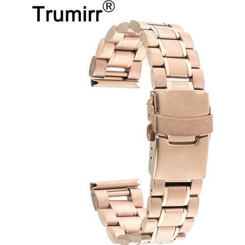 20mm Stainless Steel Watch Band for Pebble Time Round 20mm Bradley Timepiece Buckle Bracelet Strap with Lock Black Gold Silver