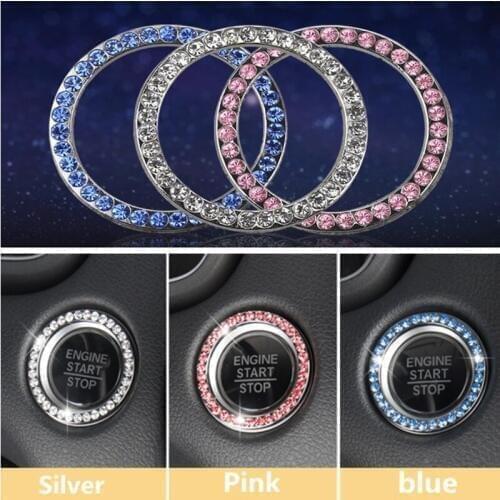 Fashion Crystal Rhinestone Decor Car Engine Start Stop Ignition Key Ring for Land Rover Range Rover Evoque Freelander Discovery