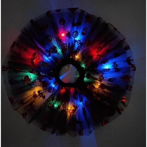 Childrens luminous LED Skirt Tutu Cosplay Carnival Party Halloween Costume Carnival Birthday Party children skirt Golden skull