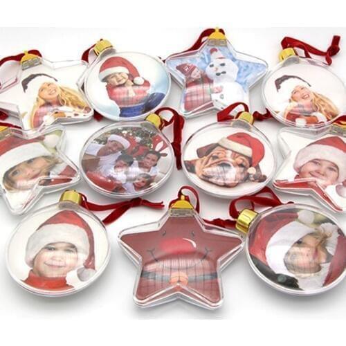 DIY Transparent Photo Five-star Ball Christmas Decoration Valentines Day Gift Supplies for X-mas Tree Hanging Decorations Party