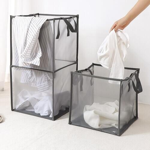 Breathable Mesh Foldable Laundry Basket Organizer For Dirty Clothes Laundry Hamper large Sorter Grids Folding Home Basket