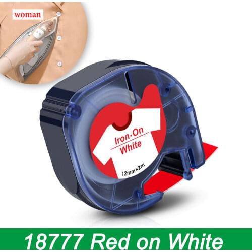 18777 Fabric Iron on Cloth Label Tapes Replace DYMO 18779 18776 18777 Black on Red for Letratag Printer LT-100H 110T QX50 2000