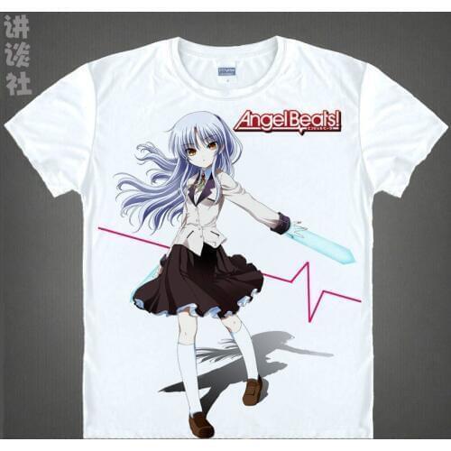 Angel Beats T-Shirt Yuzuru Otonashi Shirt Man t-shirts Anime Products cute style women summer t-shirts Anime Girl Action shirt
