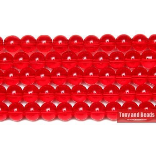 Smooth Red Glass Loose Beads 15" Strand 6 8 10 MM Pick Size For Jewelry Making