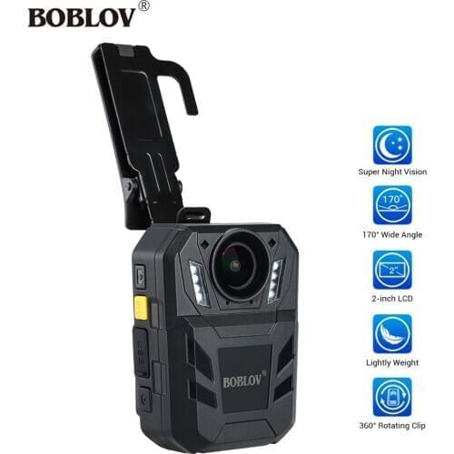 BOBLOV WA7-D Body Worn Camera 32MP HD 1296P Wearable Camera DVR Video Recorder Security Cam With Remote Control IR police camera