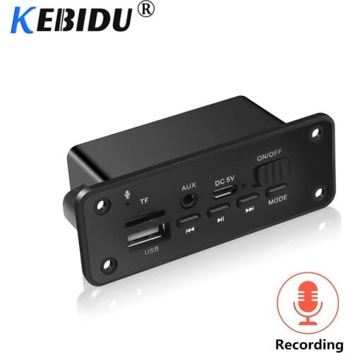 Kebidu DC 5V Bluetooth 5.0 MP3 Player Decoder Board 2x3W Speaker Car FM Radio Module TF USB AUX Audio For Car Handsfree Newest
