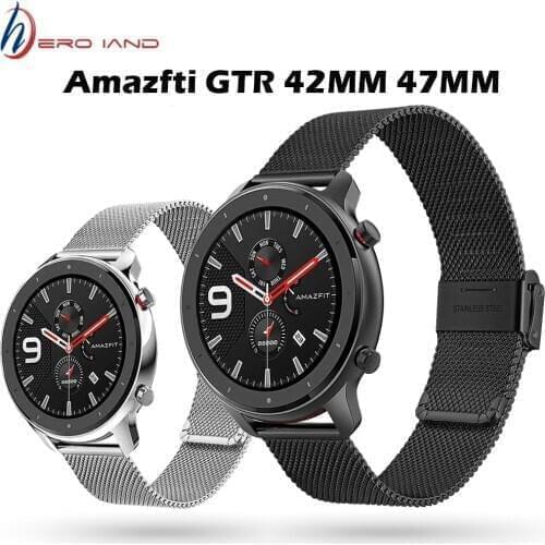 Stainless Steel Metal Watch Band For Xiaomi Amazfit GTR 42/47MM Strap Quick Replace Band For Amazfit GTS bip Strato 3 2S correa