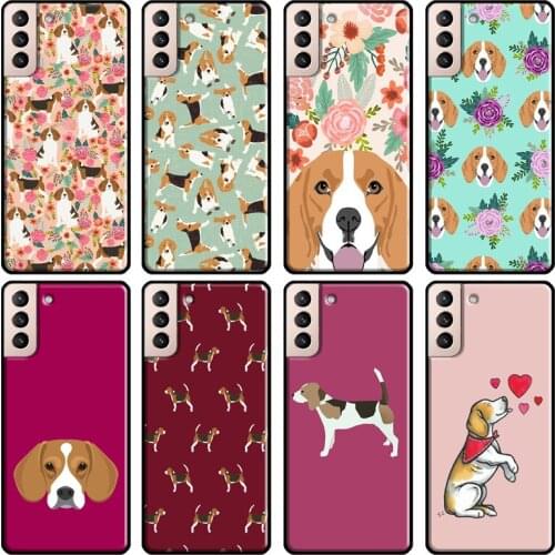 Beagle Floral Dog Soft Case For Samsung Galaxy S21 Ultra Note 20 Note 10 S8 S9 S10 Plus S20 FE Phone Cover