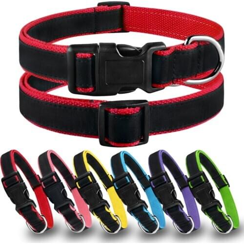 Nylon Dog Collars Personalized Embroidery Pet Dog Tag Collar Adjustable Puppy Nameplate ID Collars Small Medium Large Dog Custom