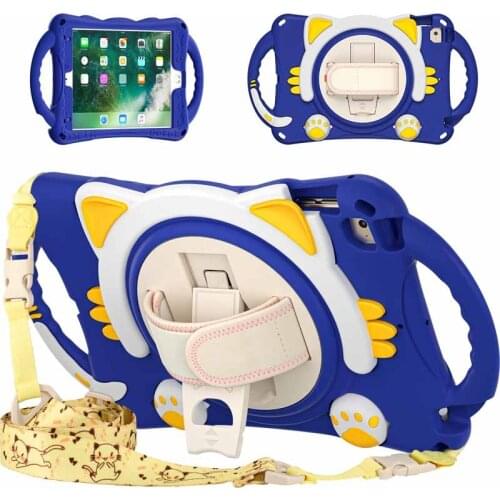 2021 New Handle Stand Kids Shockproof Case for IPad Mini 1 A1432 A1454 A1455 Heavy Duty Rugged Cover Kickstand Hand+Neck Strap