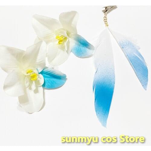 New Game Genshin Impact Traveller Lumine Flower Hairpin Cosplay Costume Headwear Hair Clip Props Halloween Carnival Accessories