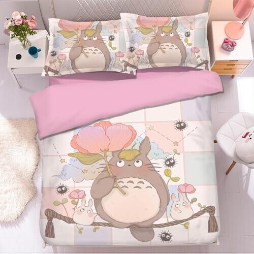 2021New Cartoon Totoro 3D Print Comforter Bedding Sets Queen Twin Single Size Duvet Cover Set Pillowcase Home Textile Luxury