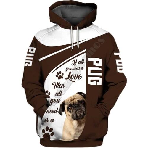 Pug 3D Hoodies Printed Pullover Men For Women Funny Sweatshirts Fshion Christmas Sweater Drop Shipping 07