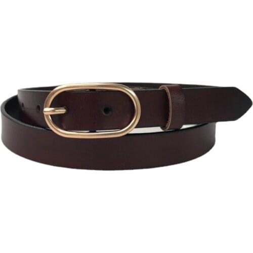 SHUCHAN Cowhide Lady Belt Fashion Retro Casual Fashion Split Leather Adult WOMEN Gold Belt Designer Belt Women