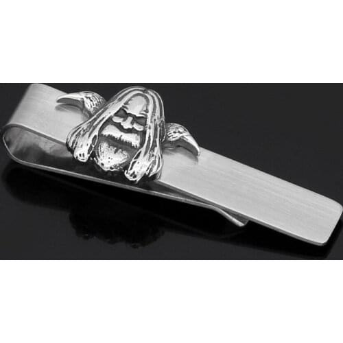 Stainless steel Nordic viking odin wirh raven amulet rune Tie Clips with Valknut gift bag