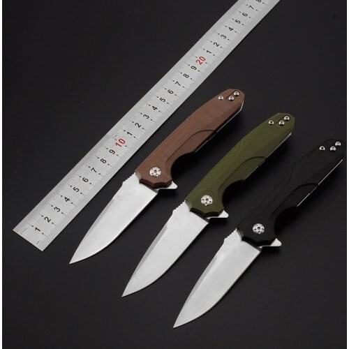 Flipper Folding Knife D2 blade G10 + steel handle camping hunting outdoor survival pocket Outdoor Knife tools