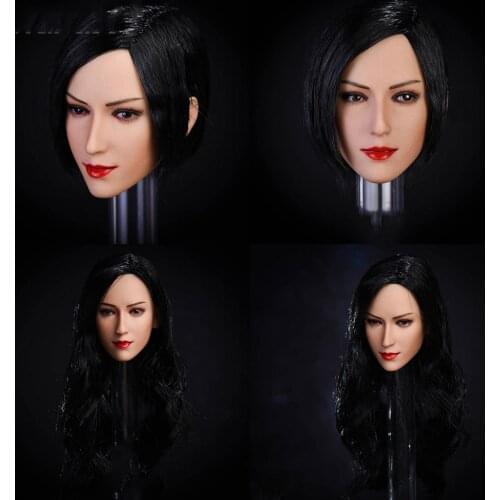 Strabismus/Look Straight Eyes 1/6 Asian Beautiful Female Head Sculpt Ada Wong Head Carved Model for 12'' Suntan Figure Body