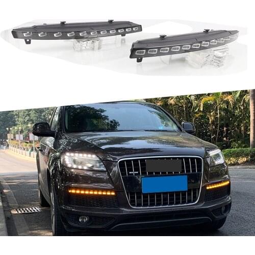 Super Bright LED Daytime Running Light Dual Color DRL for Audi Q7 2011-2015 Replacement Front Bumper Fog Lamp Assembly