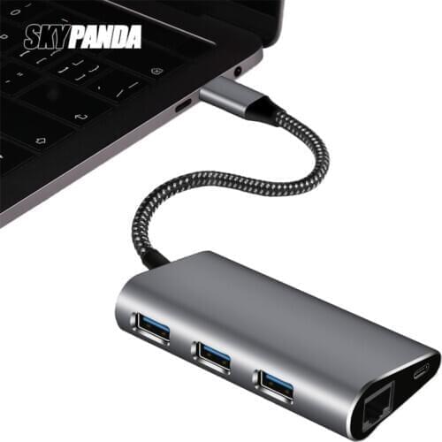 USB to Gigabit Adapter 3-Port USB 3.0 Aluminum Alloy Hub No Drive Need Splitter With Micro-USB Adapter+RJ45 Gigabit Ethern LAN