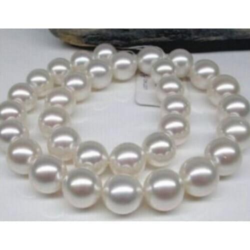 Jewelry Free Shipping HUGE 17"AAA+ 11-12MM SOUTH SEA WHITE PEARL NECKLACE