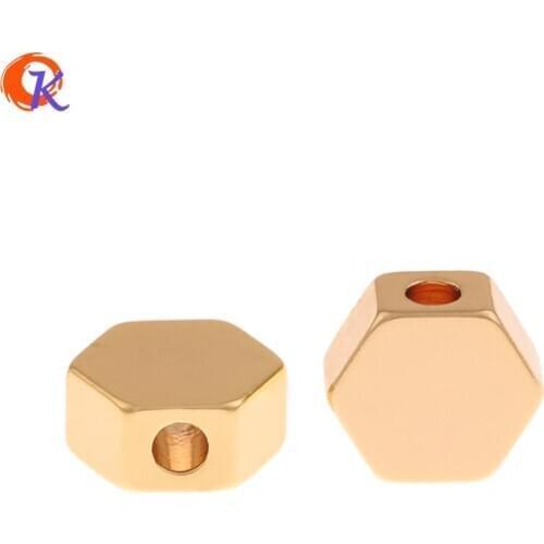 Cordial Design 100Pcs 6*7MM Jewelry Accessories/DIY Making/Genuine Gold Plating/Hexagon Copper Beads/Hand Made/Earring Findings
