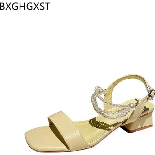 Mary Jane Shoes Square Toe Heels Women Sandals Summer 2021 Block Heels Leather Sandals Women Low Heels Sandals Woman Chaussure