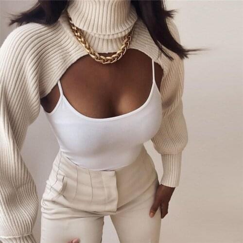 Ladies Fashion Y2K Sweaters Long Sleeve Turtleneck Cover Top Women Long Sleeve Backless Knitted Pullovers Solid Color Fall