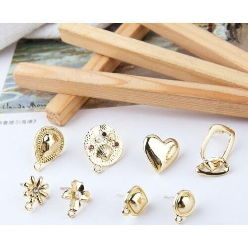 10pcs Korean Vintage Alloy Irregular Geometric Earring Love five-pointed Star Flower Stud Earrings For Women Jewelry Accessories