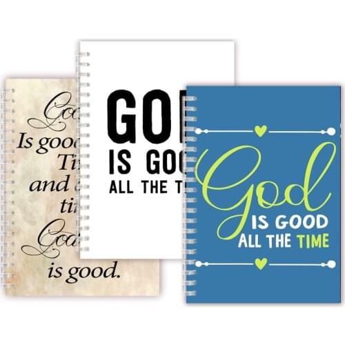 2 Corinthians 9:8 - God is Good All The Time - Christian Faith Saying Spiral Notebook Blank Lined Journals Bible Book Scripture