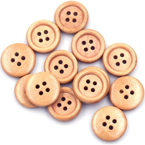 20PCS 18/23mm Brown Round Wood Buttons 4 Holes Handmade Crafts Scrapbook Shirt Skirt Knitting Bag Gift Decor Sewing Accessories