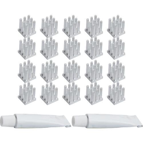 20pcs Cylindrical Radiator Cooling Block 10*10*12.5mm Heat sinks +2pcs heatsink plaster for TMC2100 /A4988 Stepper motor driver