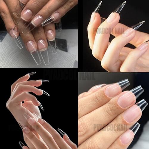 Gelly Tips Soft Gel Nail Extension System Full Cover Pre-shaped Sculpted Long Coffin Stiletto False Tip Bag of 240