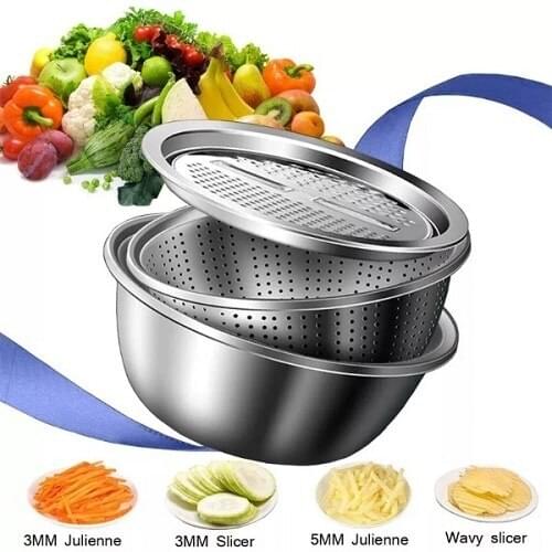 3Pcs/Set Multifunctional Kitchen Graters Cheese Multifunctional Stainless Steel Basin Dropshipping Store