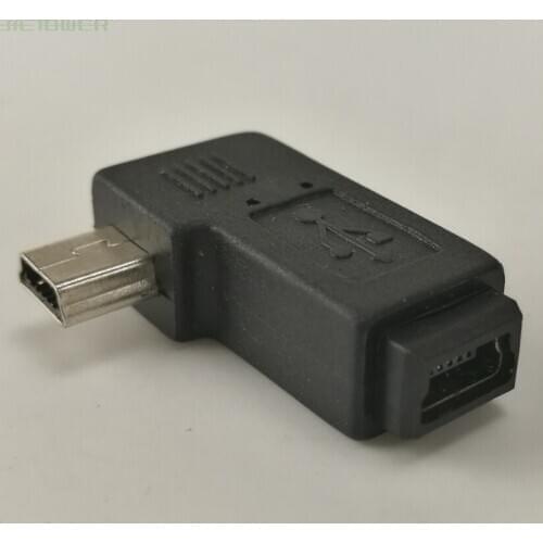 500pcs/lot Mini USB Elbow Male To Female 90 Degree Adapter Left Angle Mini USB 5pin Extended Adapter