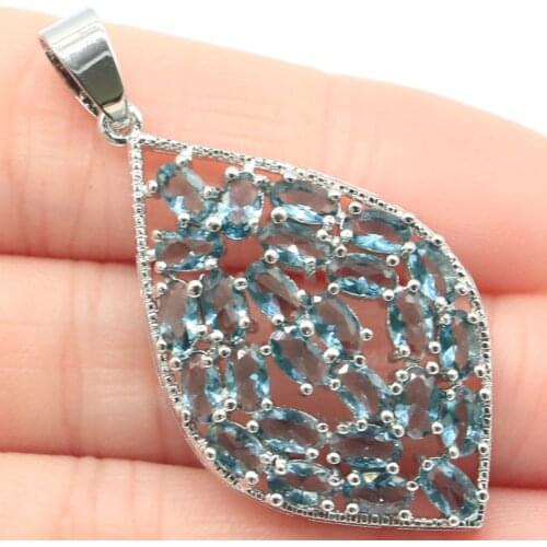 57x23mm Long Big Jewelry Set 11g Created Green Peridot London Blue Topaz For Women Dating Silver Pendant Earrings