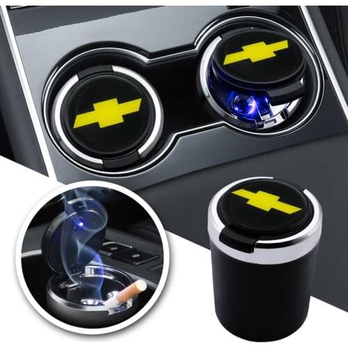 Car Ashtray With Led Lights With Logo Creative Personality Car Supplies For Chevrolets Cruze Captiva Lacetti Aveo Niva Trax Onix