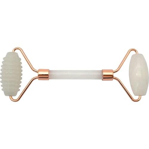 White Jade Roller Straight Handle To Massage Neck, Face ,Eye Area