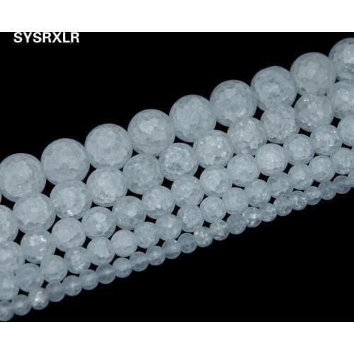 Free Shipping Natural Stone Dull Polish White Snow Cracked Crystal Beads For Jewelry Making DIY Bracelet Necklace 4/6/8/10/12 MM