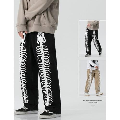 Spring Straight Elastic Waist Pants Men Funny Printed Track Trousers Fashion Harajuku Loose Street Sweatpants Male Plus Size 5XL