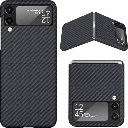 Real Carbon fiber Phone Case For Samsung Galaxy Z Flip 3 Case, Aramid Fiber Slim Design Z Flip3 5G Anti-fall Phone Shell