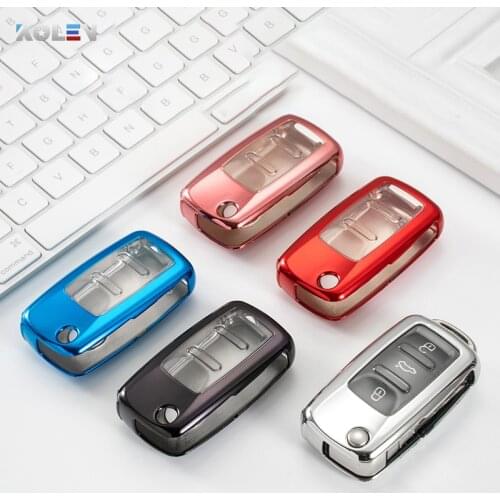 TPU Car Remote Key Full Cover Case Keychain For Volkswagen VW Bora POLO GOLF TIGUAN Passat Jetta Beetle Skoda Key Shell Holder