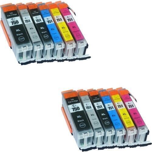 12pcs Luocai For Canon PGI750 CLI751 ink Cartridge For CANON MG6370 MG7170 MG7570 IP8770 MG6770 MG6670 printer pgi 750 GY